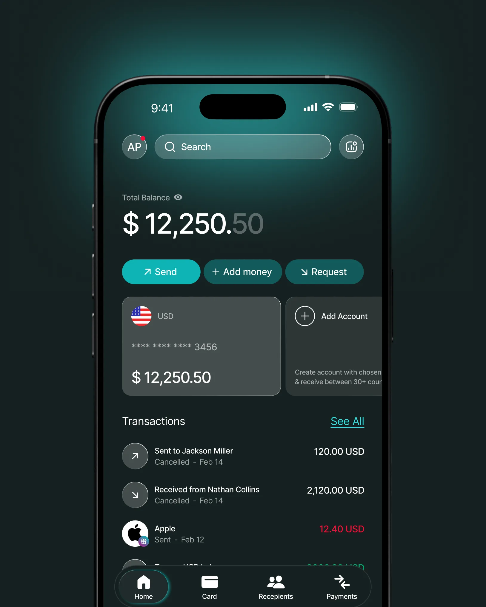Banking app — mobile fintech