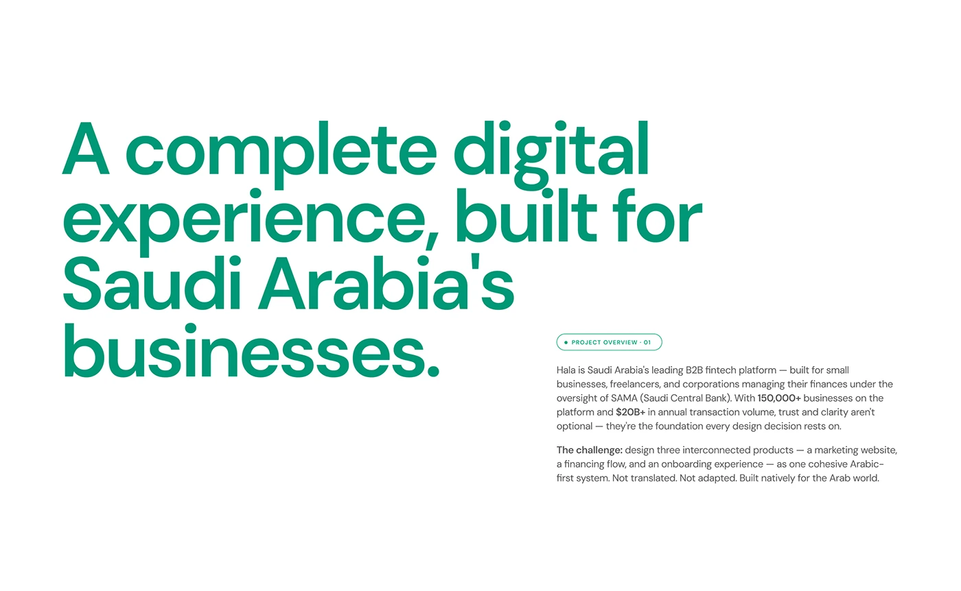 Hala — Fintech onboarding and website — screen 2